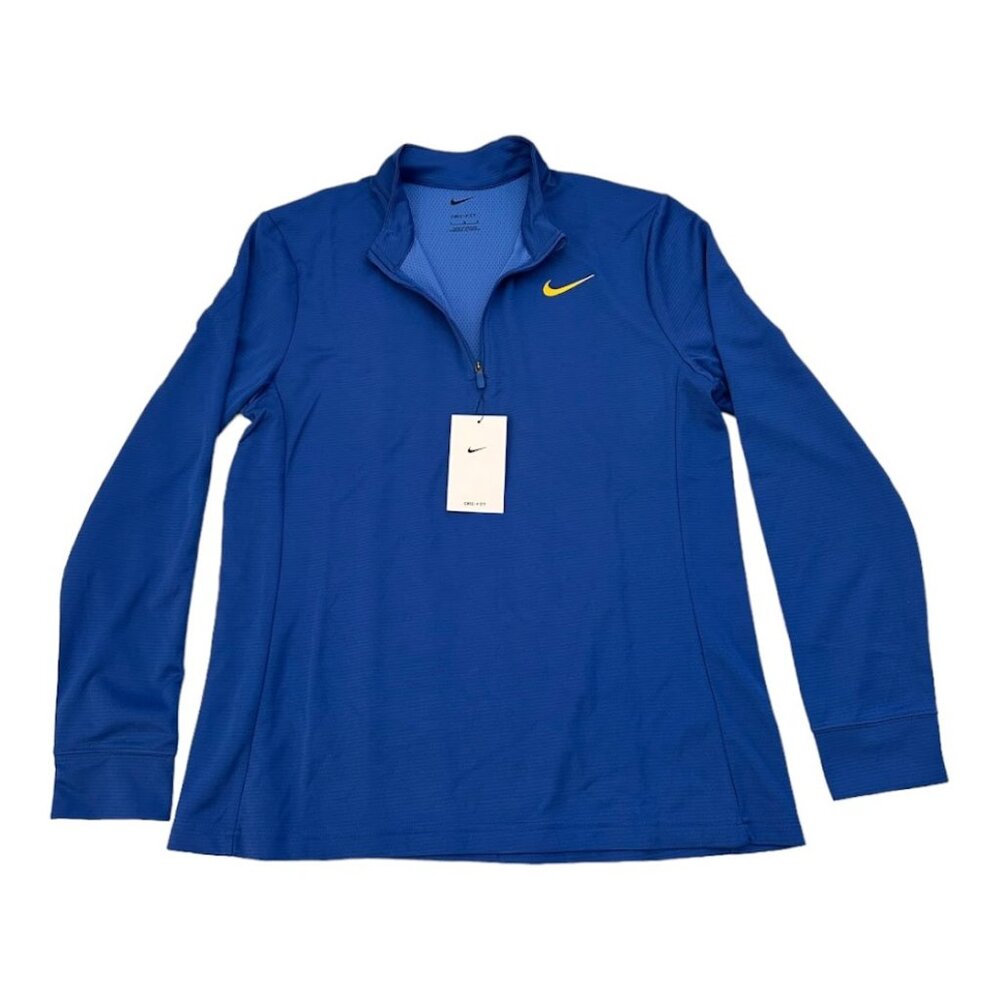 Nike Dri-FIT UV Victory 1/2 Zip Pullover (L) Royal Blue, Yellow Swoosh